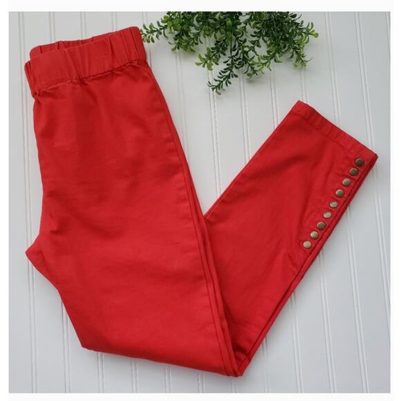 SOFT SURROUNDINGS Red Snap Up Metro Leggings Pull On Pant M - Picture 1 of 9